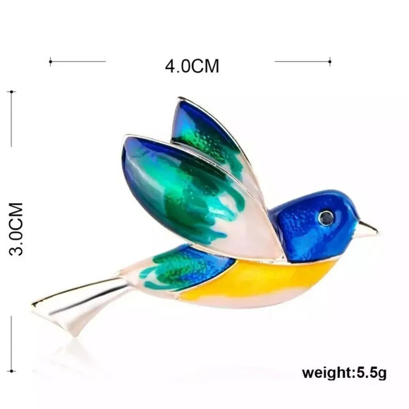 VQ Colorful Swallow Bird Brooch - Picture 4 of 7
